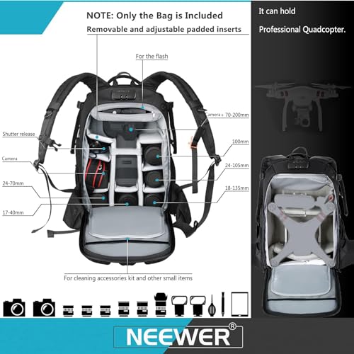 Pro Camera Case Waterproof Shockproof Adjustable Padded Camera Backpack Bag with Anti