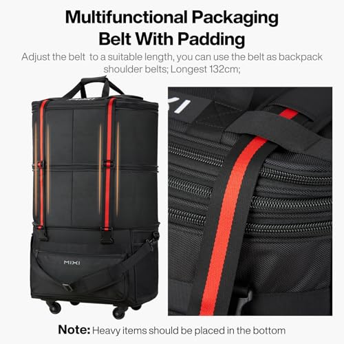 Travel Bag with Wheels Expandable Foldable Luggage Bag Collapsible Rolling Travel Bag Duffel Bag Large Capacity Suitcase for Men Women