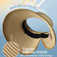Womens Sun Hat with Ponytail Hole Wide Brim Beach Straw Visor