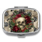 Metal 2 Compartment Pill Organizer Travel Friendly Portable Compact Pill Box Cute Pill Case to Hold Vitamins