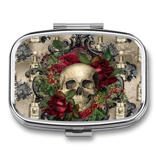 Metal 2 Compartment Pill Organizer Travel Friendly Portable Compact Pill Box Cute Pill Case to Hold Vitamins