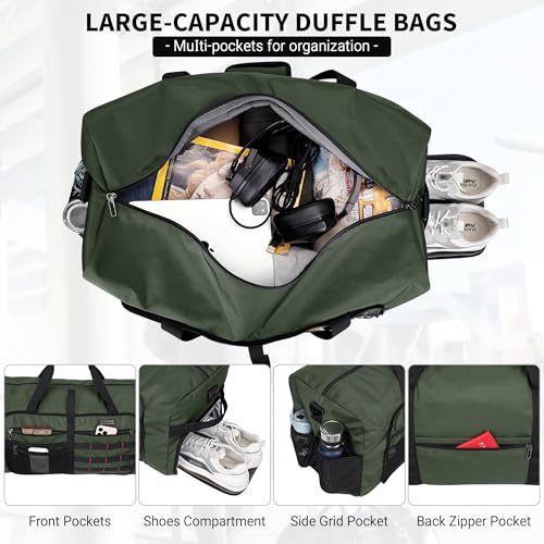 Foldable Duffle Bag for Men Large 65L Travel with Shoe Compartment