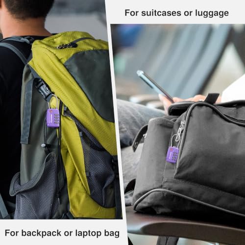 2 TSA Approved Luggage Locks 4 Digit Code Cable Lock Basic Purple (2 Count)
