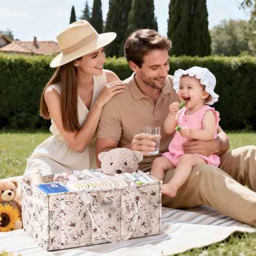 Cute Cartoon Animal Prints Baby Diaper Caddy Organizer