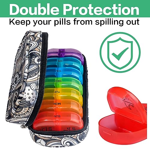Weekly Travel Pill Organizer 2 Times a Day AM PM Rainbow Pill Box