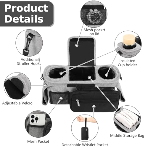 Universal Stroller Organizer with Insulated Cup Holder