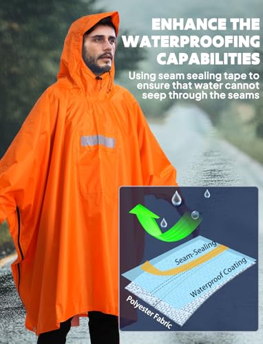 Hooded Rain Poncho for Adult Waterproof Lightweight Raincoat