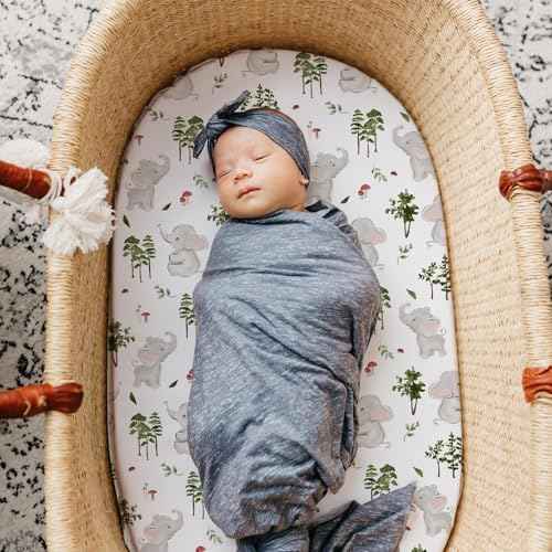Stretch Fitted Bassinet Sheet Set BROLEX 2 Pack Cradle Sheets for Bassinet Pad (2 Count)