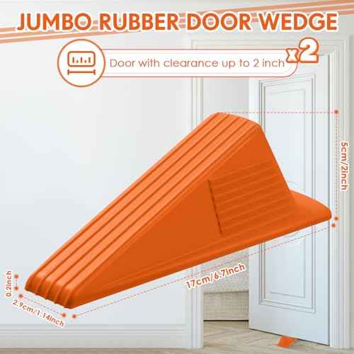2 Pcs Heavy Duty Rubber Door Stops Wedge Stackable (2 Count)