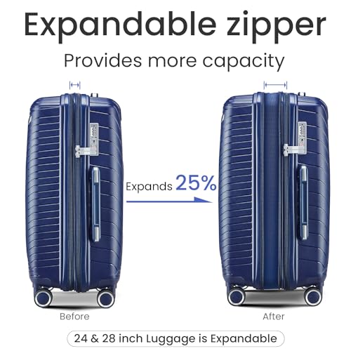 4 Piece Expandable Hardshell Pink Luggage Sets with Spinner Wheels (4 Count)