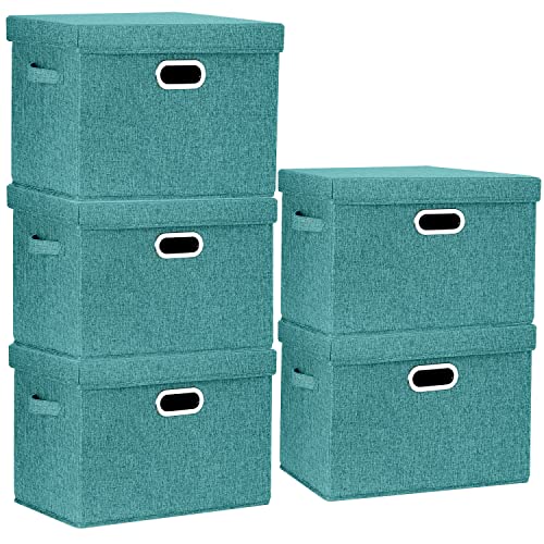 Large Storage Bins with Lids (5 Count)