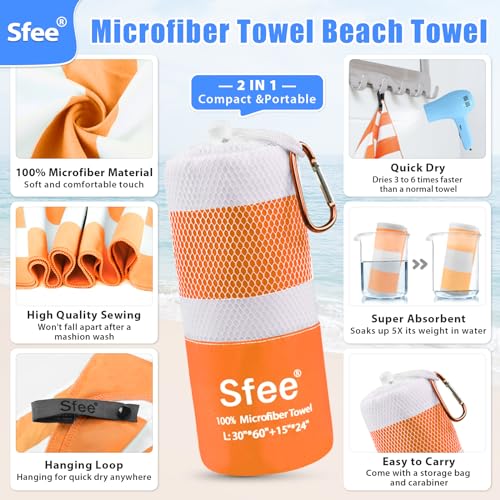 2 in 1 Microfiber Oversized Beach Towel (2 Count)