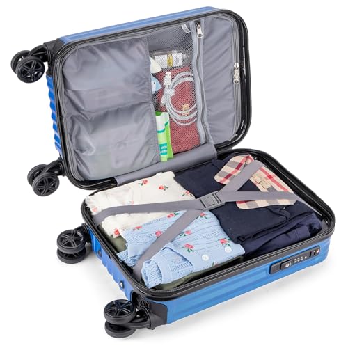 Personal Item Suitcase 18x14x8 Inches Hardside Built In TSA Lock & USB Port Lightweight Luggage Silent Double Spinner Wheels Maximum Underseat Carry