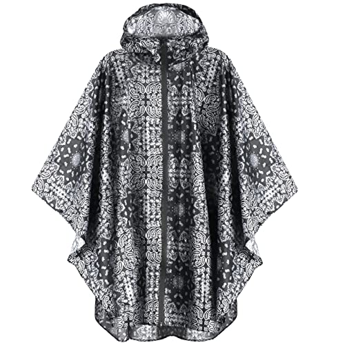 Waterproof Rain Poncho for Women Packable Hooded Raincoat with Pocket