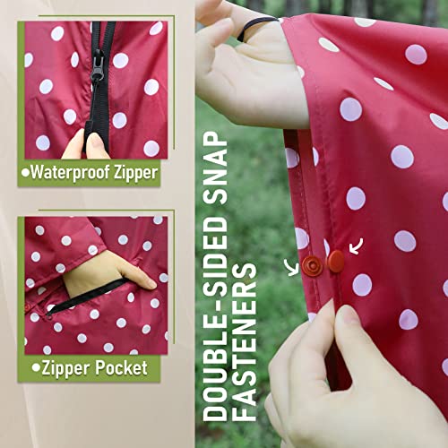 Adult Rain Poncho Waterproof Hooded Zipper Raincoat with Pockets