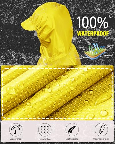 Hooded Rain Poncho Packable Waterproof Unisex Raincoat with Pocket