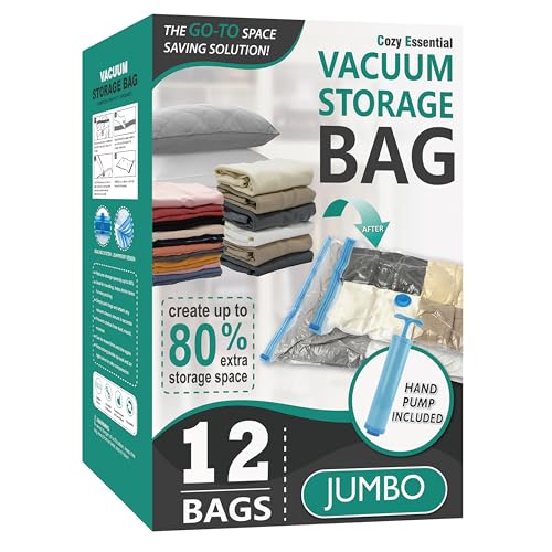 12 Jumbo Vacuum Storage Bags for Blankets & Bedding