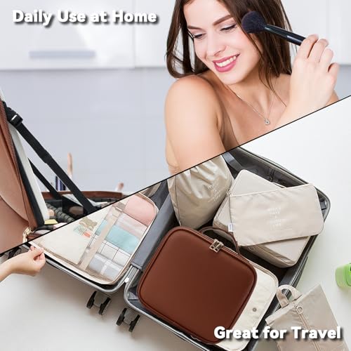 Travel Makeup Bag with LED Mirror and 10x magnifying glass with 3 Lighted Settings