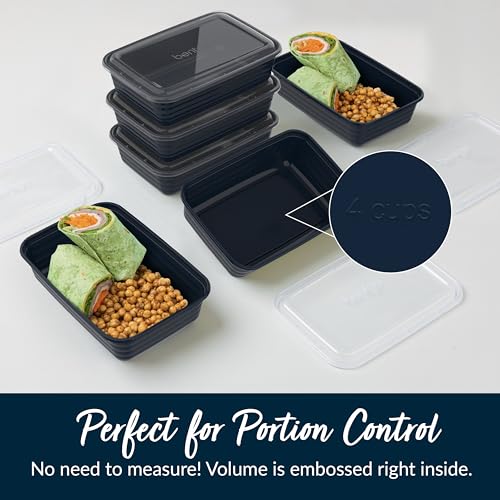 Prep - 20-Piece 1-Compartment Reusable Meal Prep Containers with Lids, PFAS & BPA Free Materials, Durable, Microwave, Freezer, & Dishwasher Safe To Go Food Storage (Navy Blue) (20 Count)
