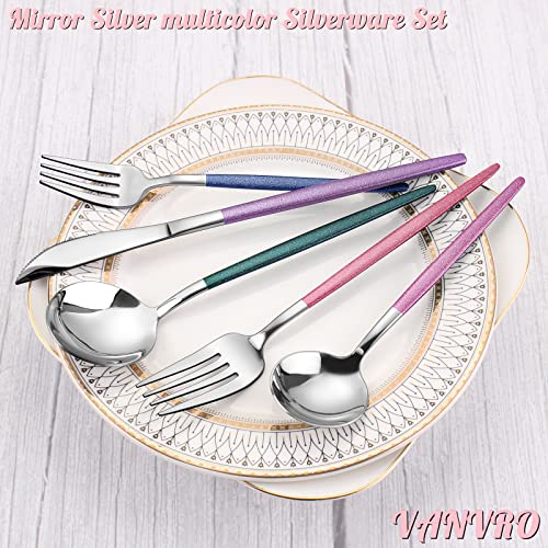 Mirror Silver multicolor Silverware Set (4 Count)