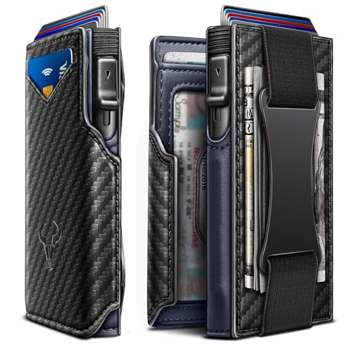 Men Slim Leather Wallet Metal Case Money Clip