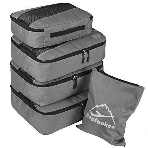 5pc Packing Cubes Set Large Travel Luggage Organizer 4 Cubes 1 Laundry Pouch Bag (5 Count)