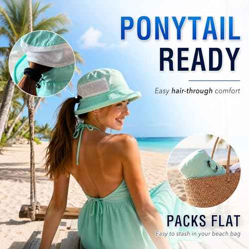 UVCoolix UPF 50+ Wide Brim Ponytail Sun Hat