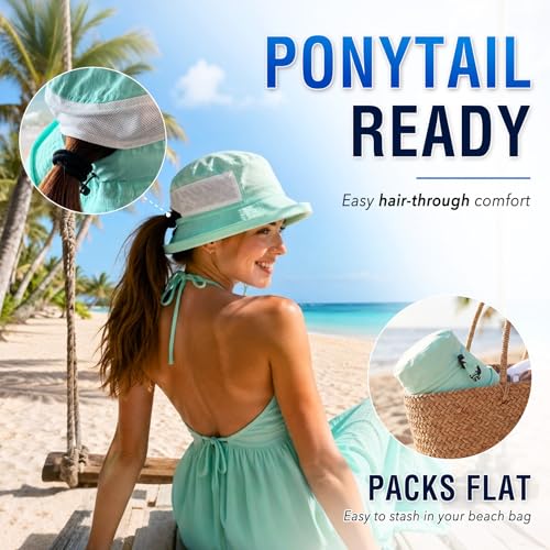 UVCoolix UPF 50+ Wide Brim Ponytail Sun Hat