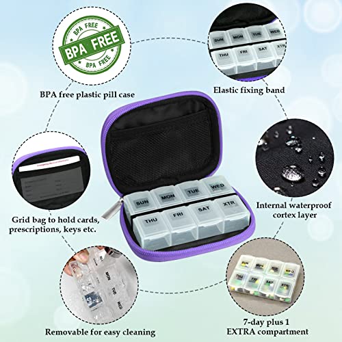 Weekly Travel Pill Organizer Case for Purse with Removable 7 Day Box