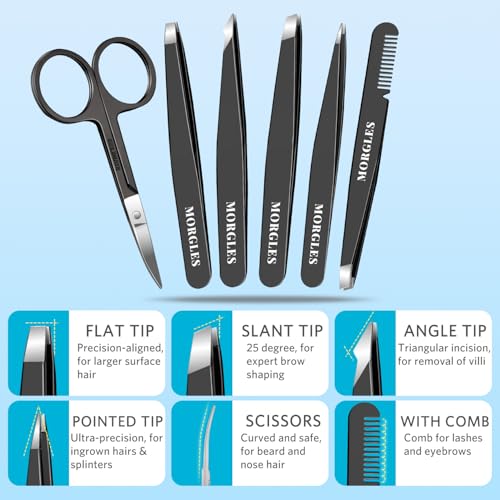 Tweezers Set for Men 9 Pcs Nail Clipper Kit with Case for Grooming (9 Count)