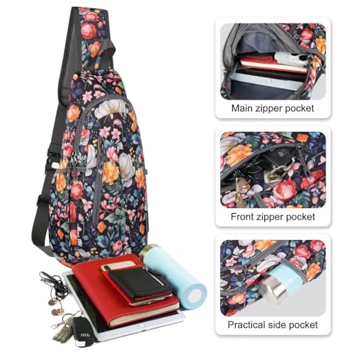 Small Sling Bag Lightweight Crossbody Bag for Easter Gifts Women Men Hiking Backpack Travel Shoulder Bag Chest Daypack for Gym Work Outdoor Sports Mix