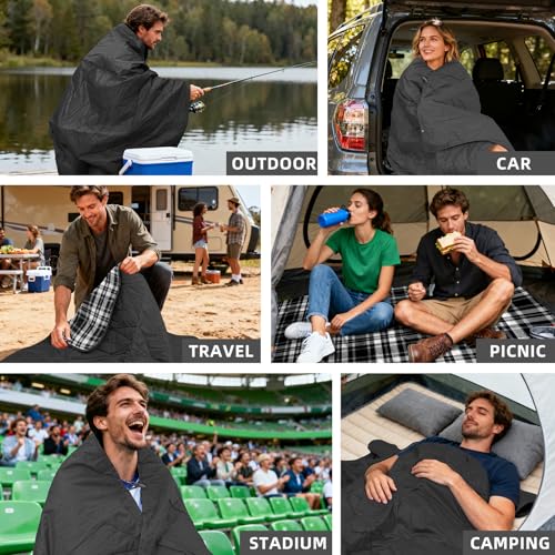 Large Waterproof Outdoor Blanket Thick Fleece 80" x 58"