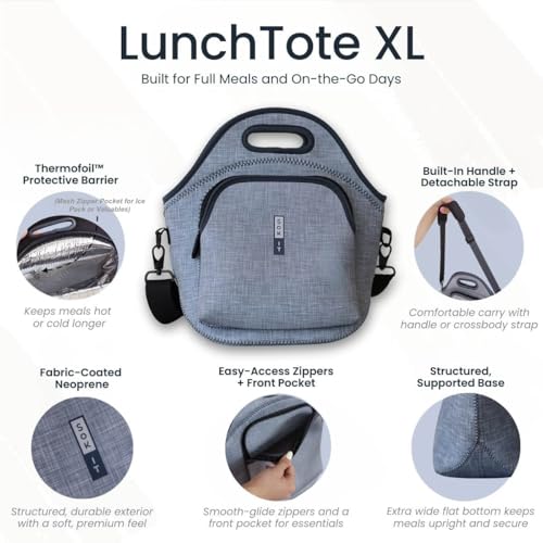 LunchTote Zippered Bag Insulated Neoprene Caddy (Coquette Charm / X-Large 6.5 Quart Lunch Tote)