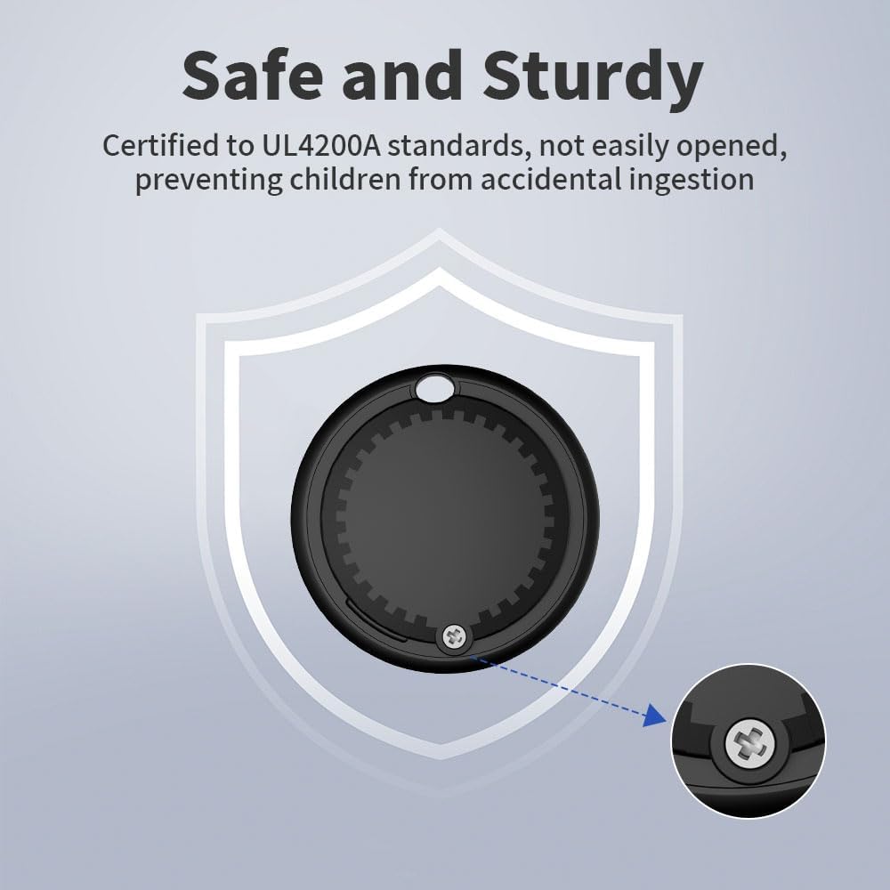 Smart Tag - 4 Pack Bluetooth Tracker Work with Find My (Apple's Official MFI Certification), Key Finder Item Locator Smart Tag for Keys, Luggage, Wallet, Bike, Black (NOT for ANDRIOD and Huawei)