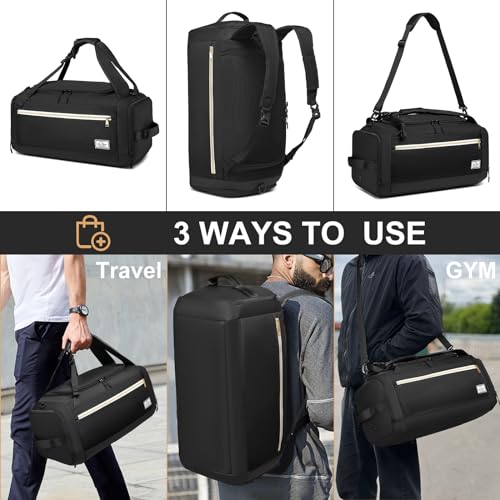 Gym Bags for Men with Shoes Compartment & Wet Pocket 4 Way Large Sports Duffle Bag Backpack Weekender Overnight Bag for Travel