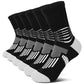 Crew Compression Socks Athletic Running Socks for Men Women Plantar Fasciitis Relief 3 Pairs