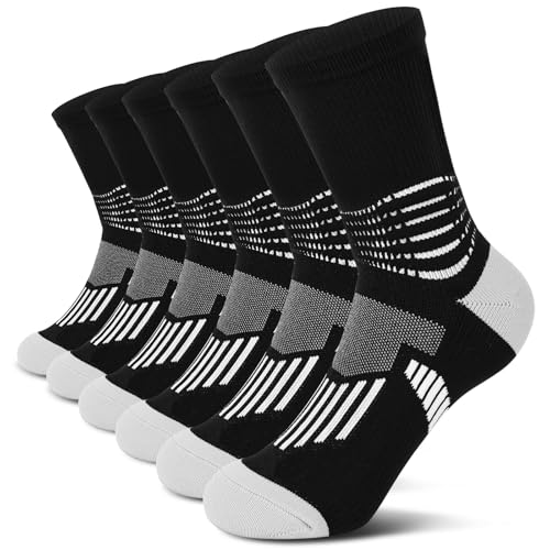 Crew Compression Socks Athletic Running Socks for Men Women Plantar Fasciitis Relief 3 Pairs