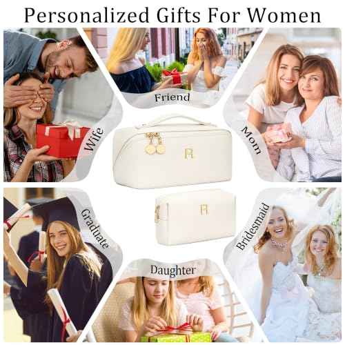 Initial Makeup Bag Personalized Gift for Women Teen Girls