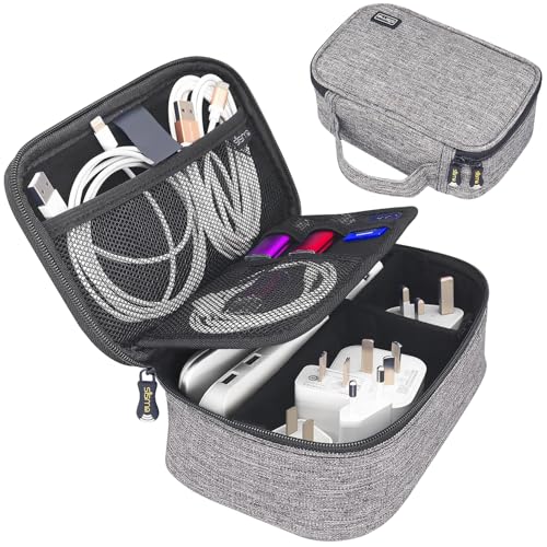 Travel Electronics Organizer Small Carrying Case for Cables Phone Chargers USB Plugs Power Cords Earbuds Adapter Tech Accessories Pouch