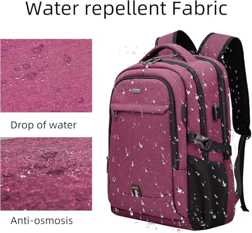 17 Inch Laptop Backpack for Travel Water Resistant College Backpack for Women Laptop Bag with USB Charging Port and Clear Toiletry Bag Work Backpack