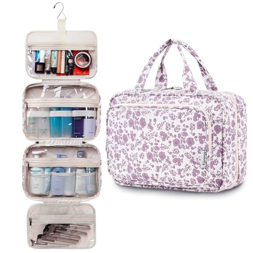 Travel Toiletry Bag for Women Large Hanging Makeup Bag Organizer Toiletries Bag for Full Size Essentials Accessories Cosmetics