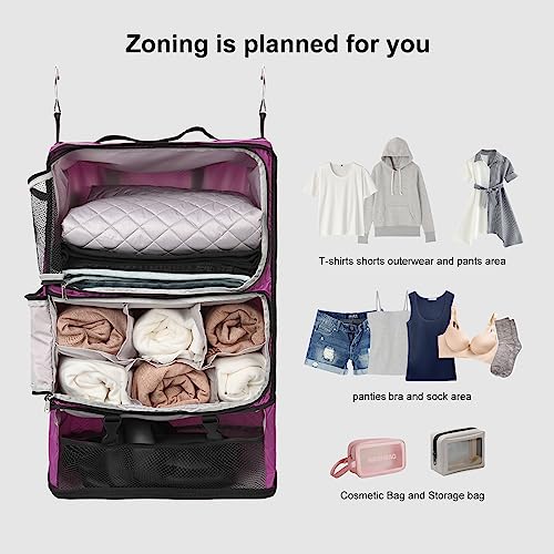 Travel Portable Hanging Shelves Closet Organizer Packing Luggage Storage with Multifunctional and Foldable Invisible Compartment