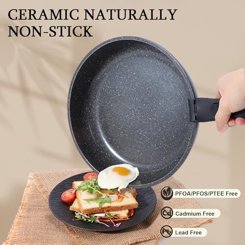 Ceramic Non Stick Frying Pans Set Removable Handle