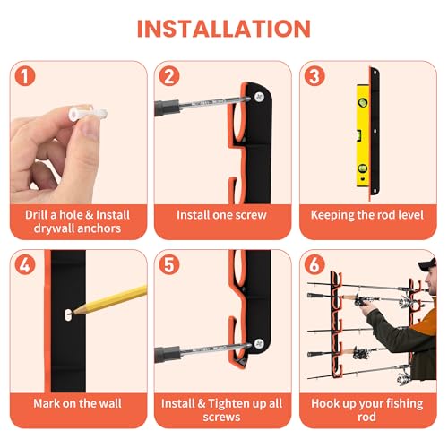 Fishing Rod Holder for Garage (8 Count)