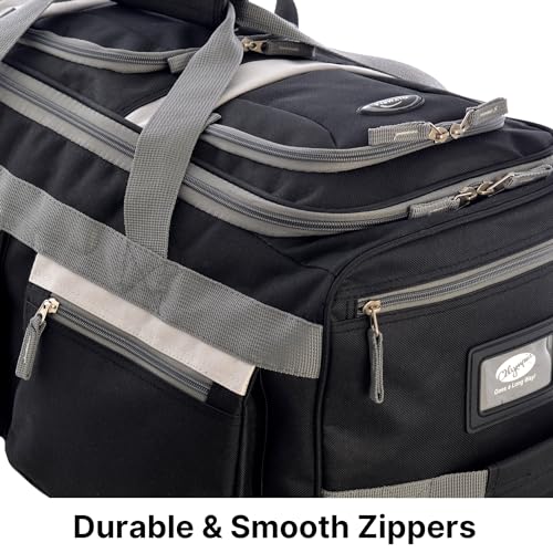22 inch Carry On 8 Pockets Wheeled Rolling Duffel Bag Water Resistant Luggage Lightweight Travel Suitcase with Retractable Handle