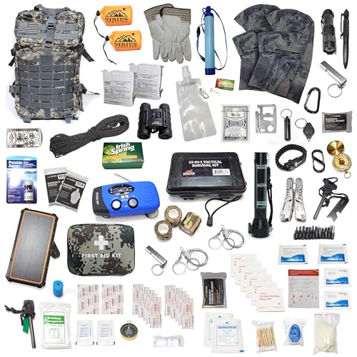 Sirius: Pre-Packed Bug Out Bag - 72 Hour Kit for 2 People - Bugout Backpack Survival Kit - Premium 50L Go Bag Tactical Backpack - Essential Bug Out Gear - Upgraded Survival Backpack (Digital Camo)