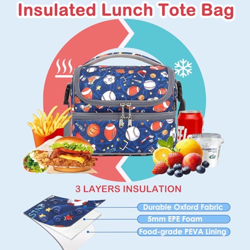 Double Decker Cooler Insulated Lunch Bag Large Tote for Boys