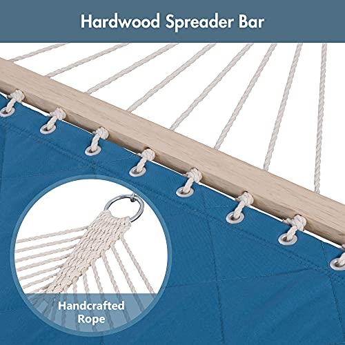 Two Person Hammock with Spreader Bars and Detachable Pillow