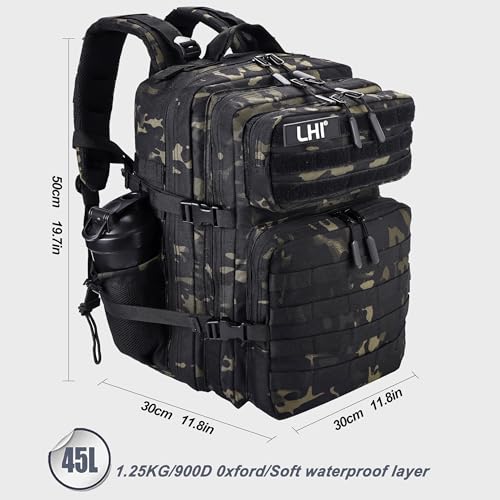 Military Tactical Backpack for Men and Women 45L Army 3 Days Assault Pack Bag Large Rucksack with Shoe Compartment