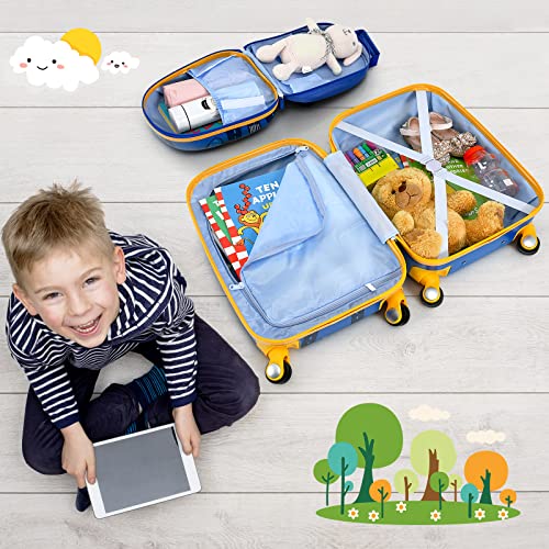 Kids Luggage 12" Toddler Backpack & 18" Travel Suitcase with Wheels (2 Count)